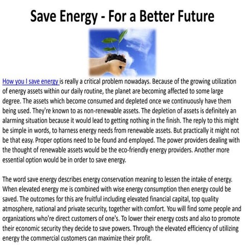 Save energy   for a better future