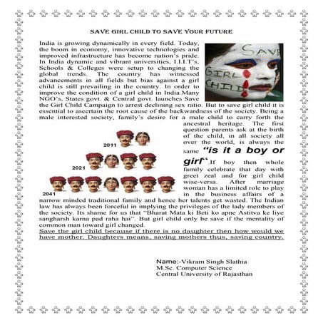 Save girl child to save your future