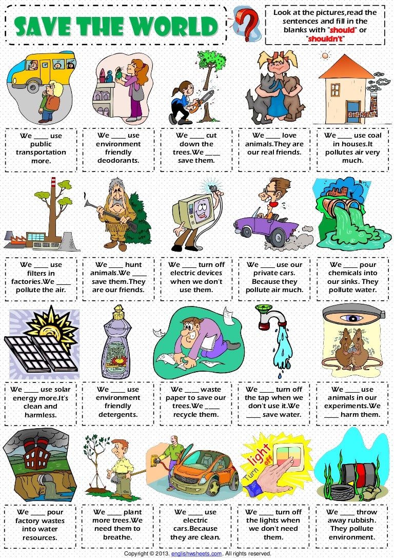 Save the world environmental worksheet