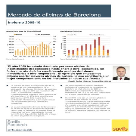 Savills - Informe Mercado Oficinas - Barcelona - Invierno 2009 10