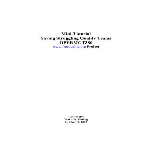 Saving Struggling Quality Teams