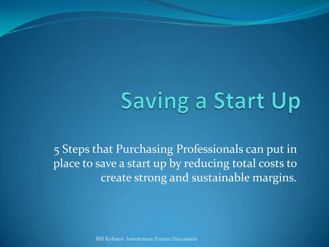 Saving a Start up - Spend Managemen...