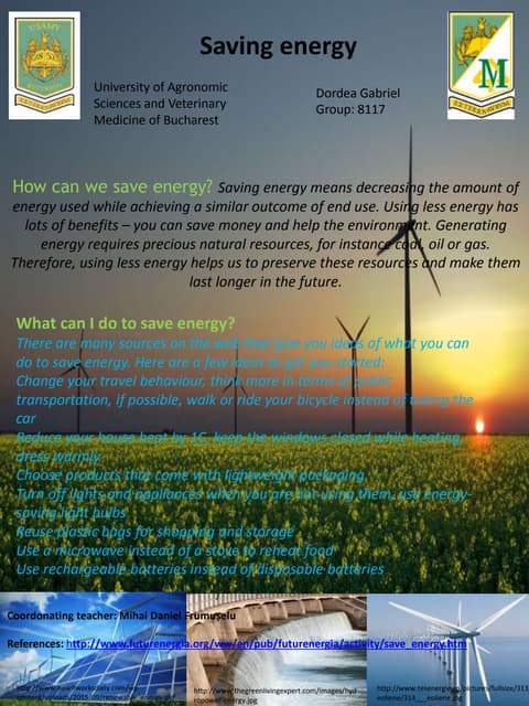 Saving energy
