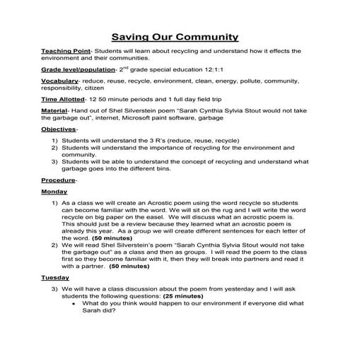 Saving our community