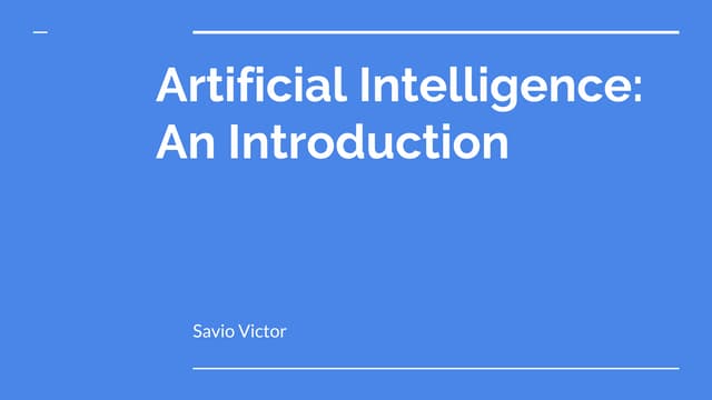 Simplified Introduction to AI