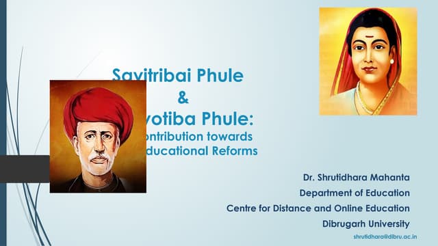 Savitribai Phule & Jyotiba Phule.pptx: Contribution towards Indian Educationa...
