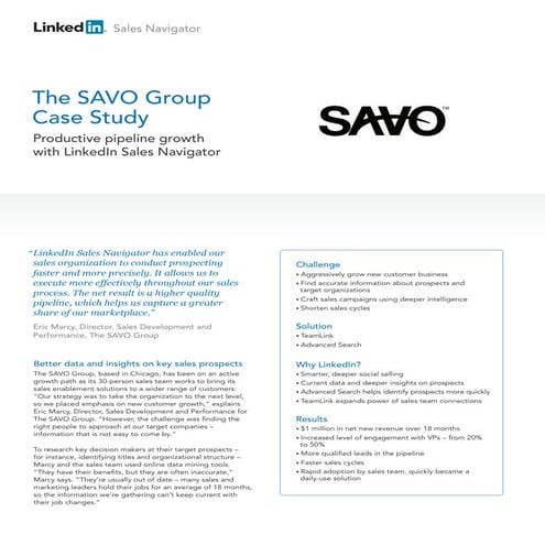 Savo Group Case Study: $1 Million Net New Revenue in 18 Months with LinkedIn 