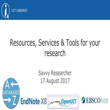 Resources, Services and Tools for Research?
