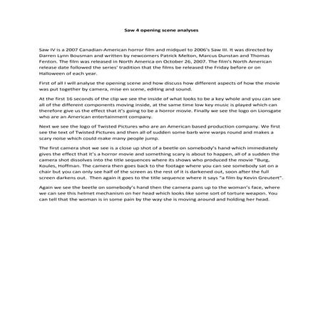 Saw 4 opening scene analyses