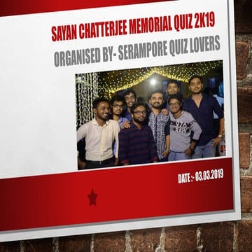 Sayan Chatterjee Memorial Quiz 2019 prelims + Final Full set 