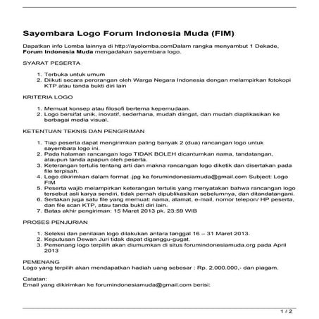 Sayembara Logo Forum Indonesia Muda (FIM)