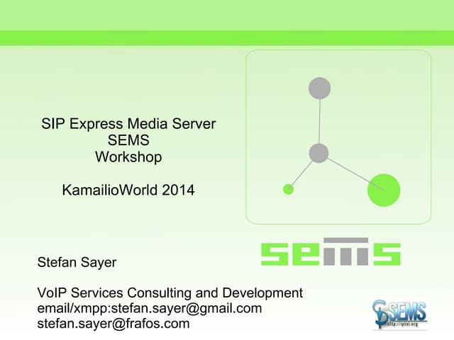 Getting started with SIP Express Media Server SIP app server and SBC - workshop