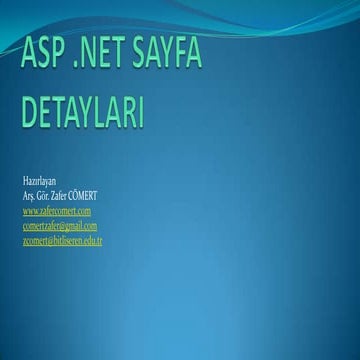 ASP.NET C# - Sayfa Detayları