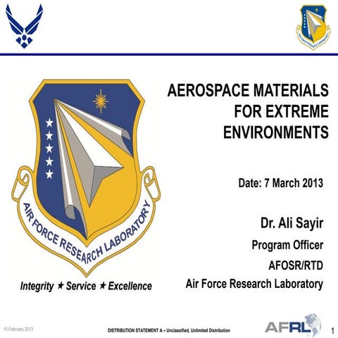 Sayir - Aerospace Materials for Extreme Environments - Spring 