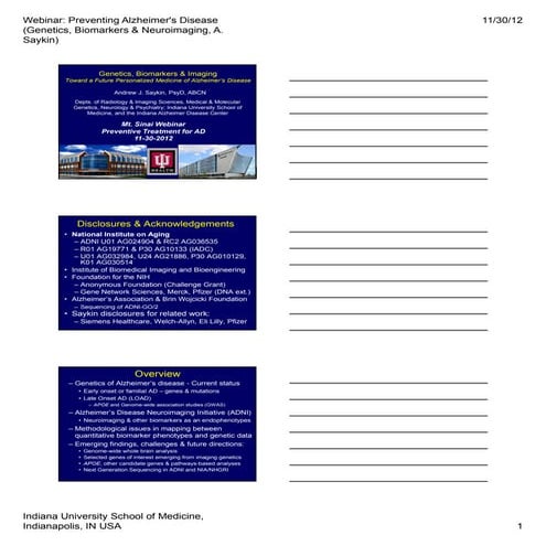 Saykin webinar imaging_genetics_biomarkers_mt_sinai_113012