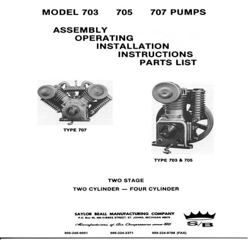 Saylor beall-700-series-air compressor-pumps-manual
