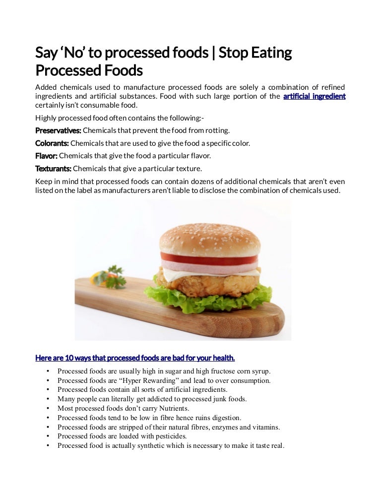 Say no to processed foods stop eating processed foods