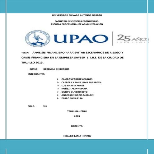 Sayser e.i.r.l trabajo final