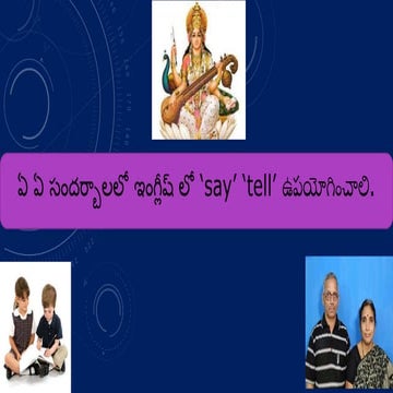 ఏ ఏ సందర్బాలలో ఇంగ్లీష్ లో ‘Say’ ‘tell’ ఉపయోగించాలి.