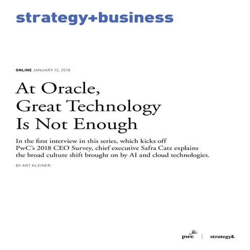 At Oracle, Great Technology Is Not Enough
