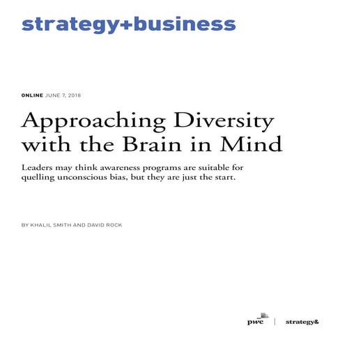 Approaching Diversity with the Brain in Mind