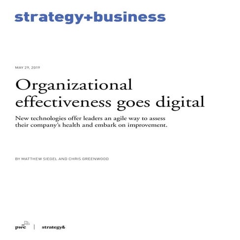 Organizational effectiveness goes digital  