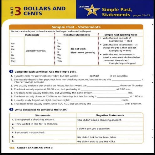 SB 2 Simple Past, Statements | PPTX