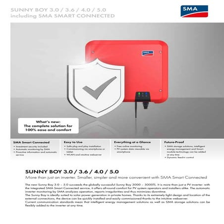 SMA 3.0-5.0 Grid Tied Solar String Inverter | PDF