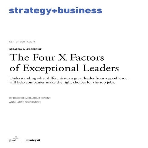 The Four X Factors of Exceptional Leaders