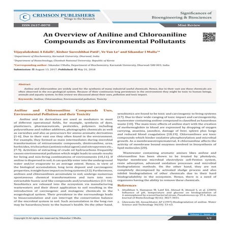 Crimson Publishers-An Overview of Aniline and Chlorinelike Compounds as Envir...