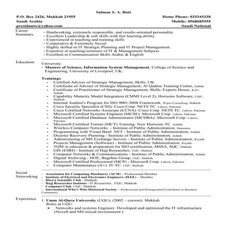 Salman Manny Resume CV