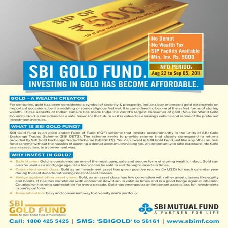 Sbi gold fund presentation - think before you invest