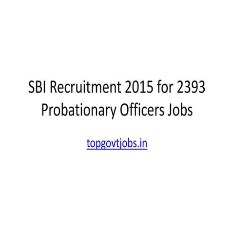 Sbi recruitment 2015