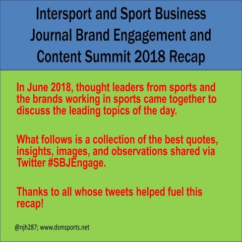 Intersport and Sport Business Journal Brand Engagement and Content ...