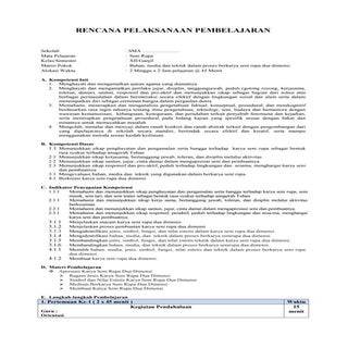 RPP Seni Budaya SMA Kelas XII
