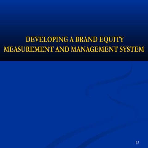 DEVELOPING BRAND EQUITY MEASUREMENT AND MANAGEMENT SYSTEM