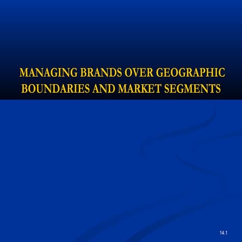 MANAGING BRANDS OVER GEOGRAPHIC BOUNDRIES AND MARKET SEGMENTS