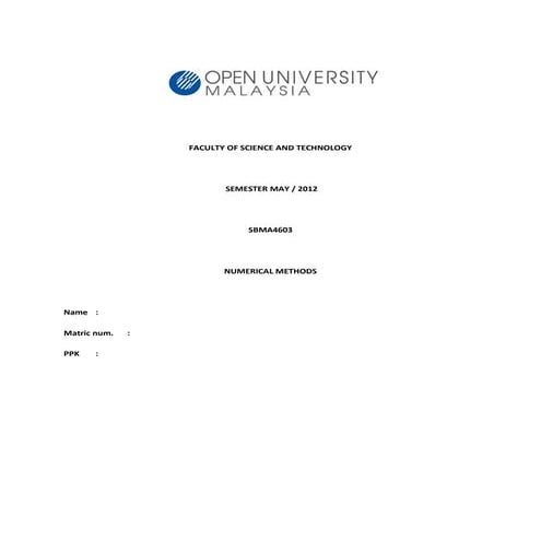Sbma 4603 numerical methods Assignment