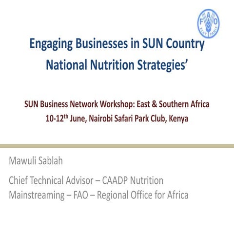 Mawuli Sablah, Chief Technical Advisor, CAADP Nutrition at FAO Regional Offic...