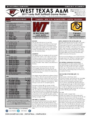 WT Softball Game Notes (4-12-17)