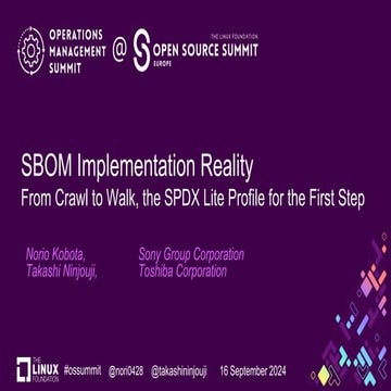 SBOM Implementation Reality - From Crawl to Walk, the SPDX Lite Profile for t...