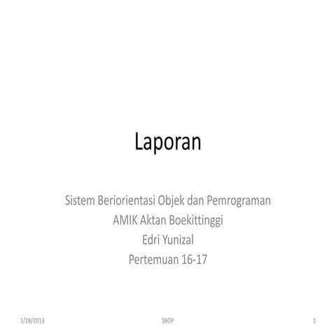 Kuliah SBOP-16-17 Visual Basic 6, Crystal Report 8.5, Access 2007 Membuat Laporan dengan Crystal Report