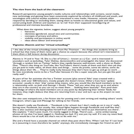 Discussion handout for 'The digitalised spaces and cultures of schooling' - S...