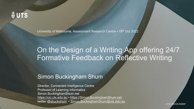 On the Design of a Writing App offering 24/7 Formative Feedback on Reflective...