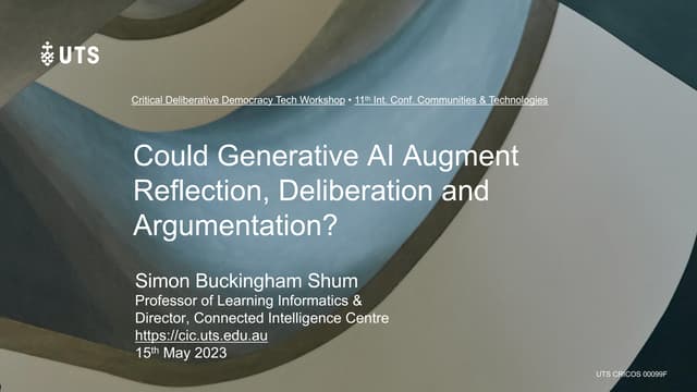 Could Generative AI Augment Reflection, Deliberation and Argumentation?