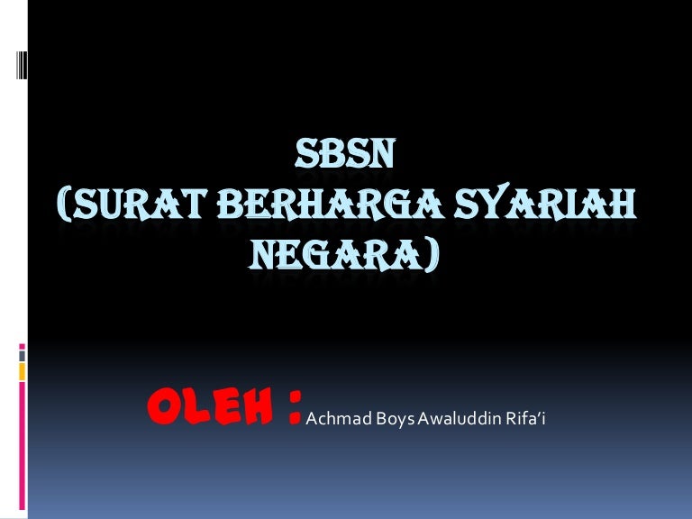 Sbsn Surat Berharga Syariah Negara