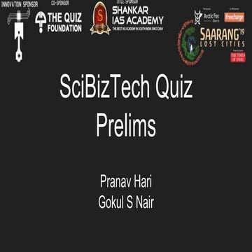 Saarang 2019 SciBizTech Quiz Prelims