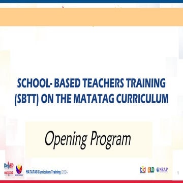 School-Based Training of Teachers Opening Program | PPTX