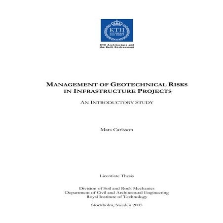 Sbuf 11194 slutrapport management of geotechnical risks in infrastructure pro...
