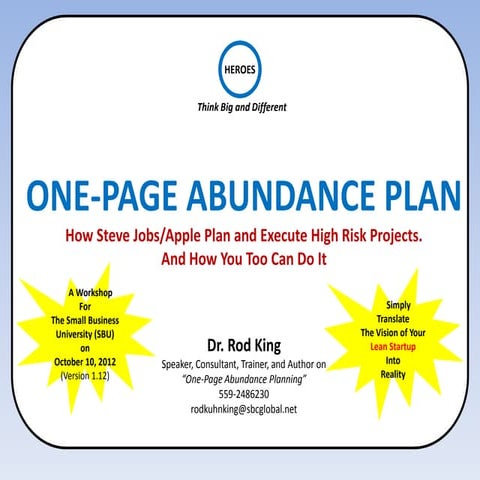 One-Page Abundance Plan: How to Transform the Lives of 1 Billion Customers in...